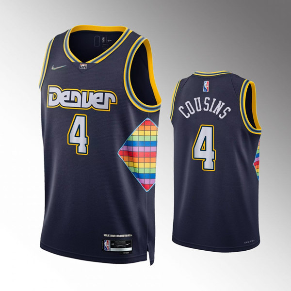 Men's Denver Nuggets #4 DeMarcus Cousins Navy 2021/22 City Edition 75th Anniversary Stitched Jersey